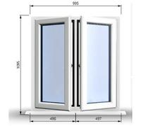 Clifton 995mm (W) X 1095mm (H) Pvcu Stormproof Casement Window - 2 Central Opening Windows - White Internal & External