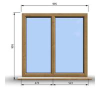 Clifton 995mm (W) X 995mm (H) Wooden Stormproof Window - 2 Non-Opening Windows - Toughened Safety Glass