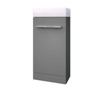 Clifton Bathroom Floor Standing Cloakroom Vanity Unit With Basin 400mm Wide - Storm Grey Gloss - Brassware Not Included