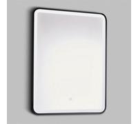 Clifton Bathroom Wall Mirror - Square 800 X 600mm - Led Light Matt Black Wall Mirror - Demister Pad