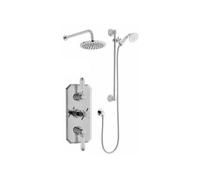 Clifton Chrome Triple Shower with Hung Slide Rail Kit & Overhead Drencher in Silver Clifton Silver