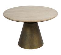 Clifton Coffee Table 75cm - Antique Brass & Light Travertine