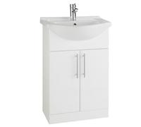 Clifton Gloss White Bathroom 550mm Unit with Deluxe Basin Clifton White