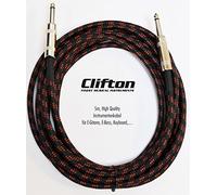 Clifton Instrument Cable 6.3 mm Electric Guitar Cable Professional Noise Protection with Standard Jack for Mono Guitar, E Bass, Keyboard Instrument 5 m