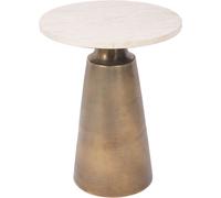 Clifton Marble Side Table - Antique Brass & Light Travertine