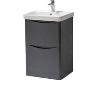 Clifton Matt Graphite Bathroom Standing 2-Drawer Unit with Basin 500mm Wide in Dark Grey Clifton Dark Grey