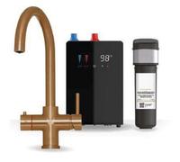Clifton Premium Brushed Copper 4 In 1 Swan Tap With Digital Tank And Water Filter