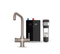 Clifton Premium Brushed Nickel 3 In 1 Square Tap With Digital Tank And Water Filter