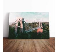 Clifton Suspension Bridge in Bristol | Canvas Wall Art Print | Framed & Ready to Hang Picture | Modern Home Decor for Living Room, Bedroom, Kitchen or Office | 30x20 Inches
