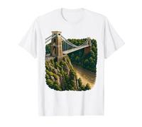 Clifton Suspension Bridge Scenic Landmark Bristol Yorkshire Value Graphic T-Shirt, Men, White, L