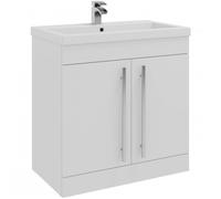 Clifton White Bathroom 2 Door Standing Unit with Ceramic Basin 80cm Wide Clifton White