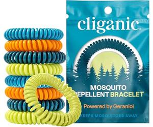 Cliganic 20 Pack Mosquito Repellent Bracelets, DEET-Free Bands, Individually Wrapped