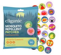 Cliganic Mosquito Repellent Stickers (180 Pack) - Positive Vibes Patches for Kids, Natural DEET-Free, Essential Oil Infused