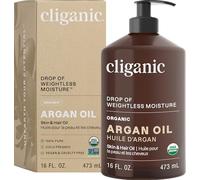 Cliganic Organic Argan Oil, 100% Pure (473ml) | Moroccan Argan Oil for Hair, Face & Skin | Natural Cold Pressed Carrier Oil - Certified Organic | Cliganic 90 Days Warranty