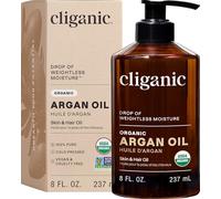 Cliganic Organic Argan Oil 8oz with Pump, 100% Pure - for Hair, Face & Skin