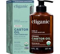Cliganic Organic Castor Oil, 100% Pure (240ml with Eyelash Kit) - For Hair, Lash, Brows & Skin | Natural Cold Pressed Unrefined Hexane-Free | DIY Carrier Oil | Cliganic 90 Days Warranty