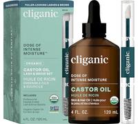 Cliganic Organic Castor Oil, 100% Pure - For Eyelashes, Eyebrows, Hair & Skin (1oz with Eyelash Kit)