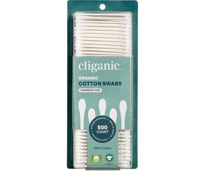 Cliganic Organic Cotton Swabs, 500 Count - 100% Pure Natural Biodegradable Cotton, Chlorine-Free Hypoallergenic, Soft, Gentle & Absorbent Buds