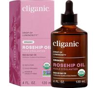 Cliganic Organic Rosehip Seed Oil for Face, 100% Pure | Natural Cold Pressed Unrefined Non-GMO | Carrier Oil for Skin, Hair & Nails