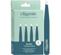 Cliganic Professional Eyebrow Tweezers Slant Tip - Precision for Men & Women, Stainless Steel Best for Plucking Chin Facial Hair (Blue, 4 Pack)