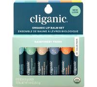 Cliganic USDA Organic Lip Balm Set - 6 Flavors - 100% Natural Moisturizer for Cracked & Dry Lips