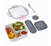 ClikKeep Adult Lunch Bento Box, Compartment Salad Food Containers for Lunch, Lunchbox Containers for Adults with Utensils, Sauce Jar, Microwave Dishwasher Safe, Pink