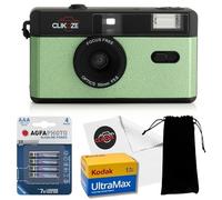 Clikoze 35mm Half Frame Film Camera Starter Bundle with 36 Exp Kodak Ultramax Film, Carrying Case, 4 x AAA Batteries and Lens Cloth - Sage Green