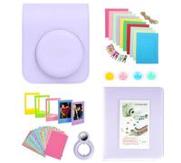 Clikoze Instant Camera Accessories Bundle - Includes Camera Case Compatible With Fujifilm Instax Mini 12, Mini Album Book, Selfie Mirror, Film Stickers x20, Colour Filters and More (Lilac Purple)