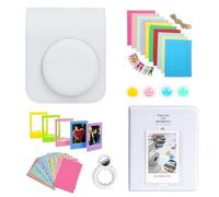 Clikoze Instant Camera Accessories Bundle - Includes Camera Case Compatible With Fujifilm Instax Mini 12, Mini Album Book, Selfie Mirror, Film Stickers x20, Colour Filters and More (Clay White)