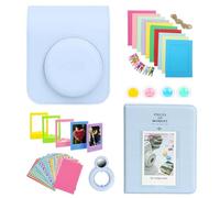 Clikoze Instant Camera Accessories Bundle - Includes Camera Case Compatible With Fujifilm Instax Mini 12, Mini Album Book, Selfie Mirror, Film Stickers x20, Colour Filters and More (Pastel Blue)
