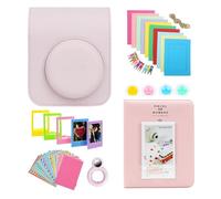 Clikoze Instant Camera Accessories Bundle with Fujifilm Mini 12 Case, Mini Album Book, Selfie Mirror, Film Stickers x20, Colour Filters and More (Blossom Pink)
