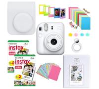 Clikoze Instant Camera Bundle with Fujifilm Mini 12 Clay White Camera, Fujifilm 40 Shot Mini Film, Clikoze Mini 12 Case, Mini Album Book, Film Stickers, Colour Filters and Accessories