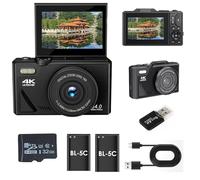 cliktric digital compact camera 64MP 4K Compact Vlogging Camera with 3-Inch IPS Screen, 18x Zoom, Anti-Shake, and Webcam Function for Kids and Beginners