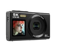 ClikVis 5K Digital Camera, 18x Zoom CCD Live Streaming Camera, Compact Vlogging Camera, 80MP Interpolation Technology, Ideal for Young Users and Gifting (Black,Basic model+128G)