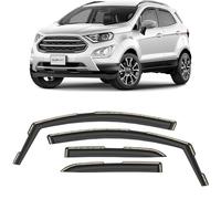 CLIM ART In-channel Wind deflectors for/compatible with Ford EcoSport 2014-2023 - Rain deflector - Car accessories - Car wind deflectors - Sun, Rain & Noise Protection - Warranty -4 Set