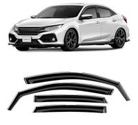 CLIM ART In-channel Wind deflectors for/compatible with Honda Civic 2017-2022 Hatchback X - Rain deflector - Car accessories - Car wind deflectors - Sun, Rain & Noise Protection - Warranty -4 Set
