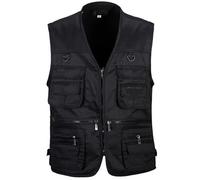 Clima Roma Men’s Fisher Vest Waistcoat Safari Multi Pocket Coat Trail & Hunting Utility Gilet Vest Body Warmer Waistcoat Jackets (XXL, Black)