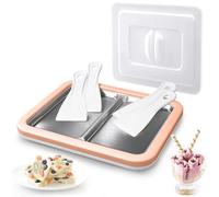 Climafusion Rolled Ice Cream Maker, Dual Trays Instant Ice Cream Maker, Food-Grade Homemade Frozen Yogurt Maker for Kids & Family, DIY Ice Roll Machine with 4 Spatulas, Dustproof Design (Peach Fuzz)