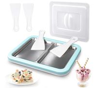 Climafusion Rolled Ice Cream Maker, Dual Trays Instant Ice Cream Maker, Food-Grade Homemade Frozen Yogurt Maker for Kids & Family, DIY Ice Roll Machine with 4 Spatulas, Dustproof Design (Mint Green)