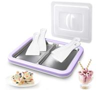 Climafusion Rolled Ice Cream Maker, Dual Trays Instant Ice Cream Maker, Food-Grade Homemade Frozen Yogurt Maker for Kids & Family, DIY Ice Roll Machine with 4 Spatulas, Dustproof Design (Lavender)