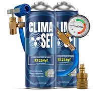 ClimaSet - 2 x R 1234yf Air Con Recharge & Hose & Adapter - AC Gas Refill Kit - Air Conditioning Car Recharge Kit - 340g