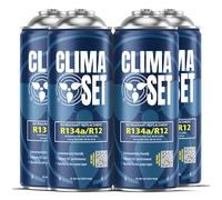 CLIMASET - 4 x Aircon Top Up Gas r134a - AC Gas Refill Kit - Air Conditioning Car Recharge Kit