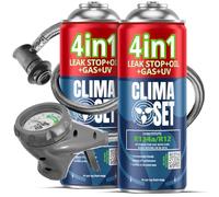 CLIMASET - Automotive AC Recharge Kit - 2x 4in1 R134a + hose - For Vehicles 1994-2016, Modern Easy-to-Use Hose with Pressure Gauge