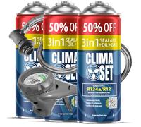 CLIMASET - Automotive AC Recharge Kit - 3x 3in1 R134a + hose - For Vehicles 1994-2016, Modern Easy-to-Use Hose with Pressure Gauge