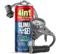 CLIMASET - Automotive AC Recharge Kit - 4in1 R134a + hose + torch - For Vehicles 1994-2016, Modern Easy-to-Use Hose with Pressure Gauge