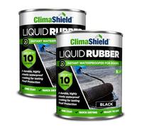 ClimaShield Liquid Rubber Roof Coating - Black, 2x5L - Instant Waterproofer | Advanced Rubber Roof Paint that Lasts up to 10 years. One-Coat Waterproofing Sealant for Roofs. Quick Drying & Easy to Apply