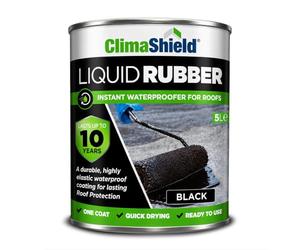 ClimaShield Liquid Rubber Roof Coating - Black, 5L - Instant Waterproofer | Advanced Rubber Roof Paint that Lasts up to 10 years. One-Coat Waterproofing Sealant for Roofs. Quick Drying & Easy to Apply