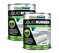ClimaShield Liquid Rubber Roof Coating - White, 2x5L - Instant Waterproofer | Advanced Rubber Roof Paint that Lasts up to 10 years. One-Coat Waterproofing Sealant for Roofs. Quick Drying & Easy to Apply
