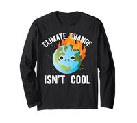 Climate Change is NOT Cool Sad Earth on Fire Meme Long Sleeve T-Shirt