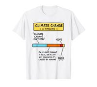 Climate Change Timeline Environmental Science Satire Humor Value Graphic T-Shirt, Men, White, L